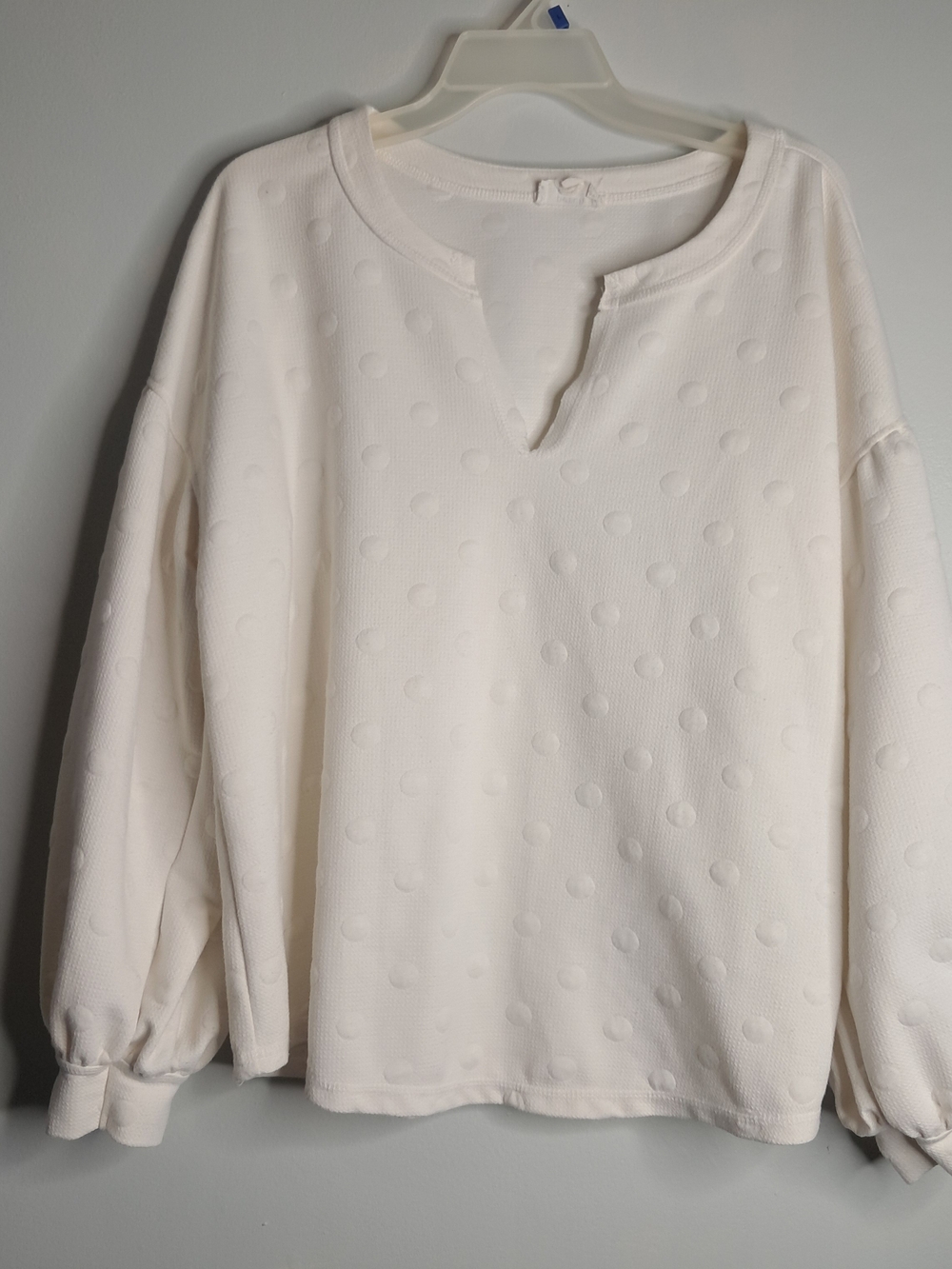 Women's Cream Textured Dot Pullover Sweater